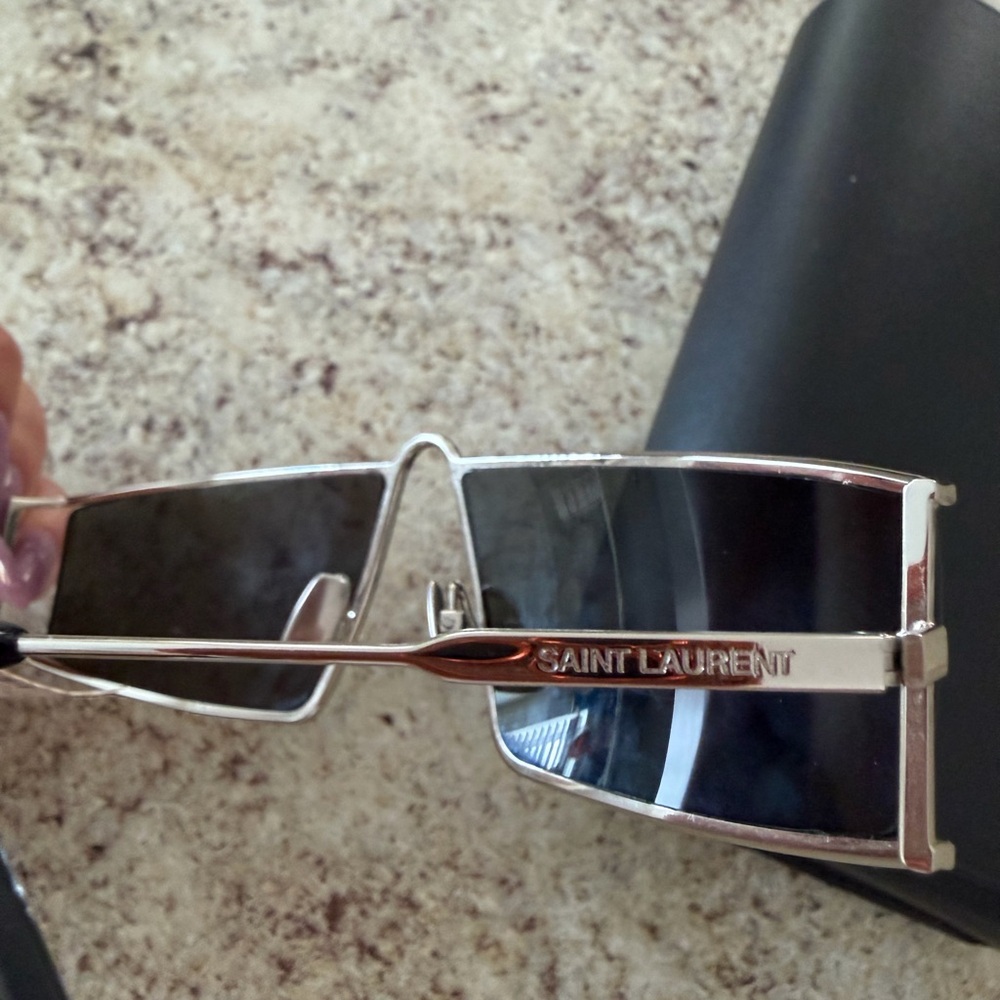 Saint Laurent Silver Frame Black Lens Men’s Sunglasses - Picture 4 of 9
